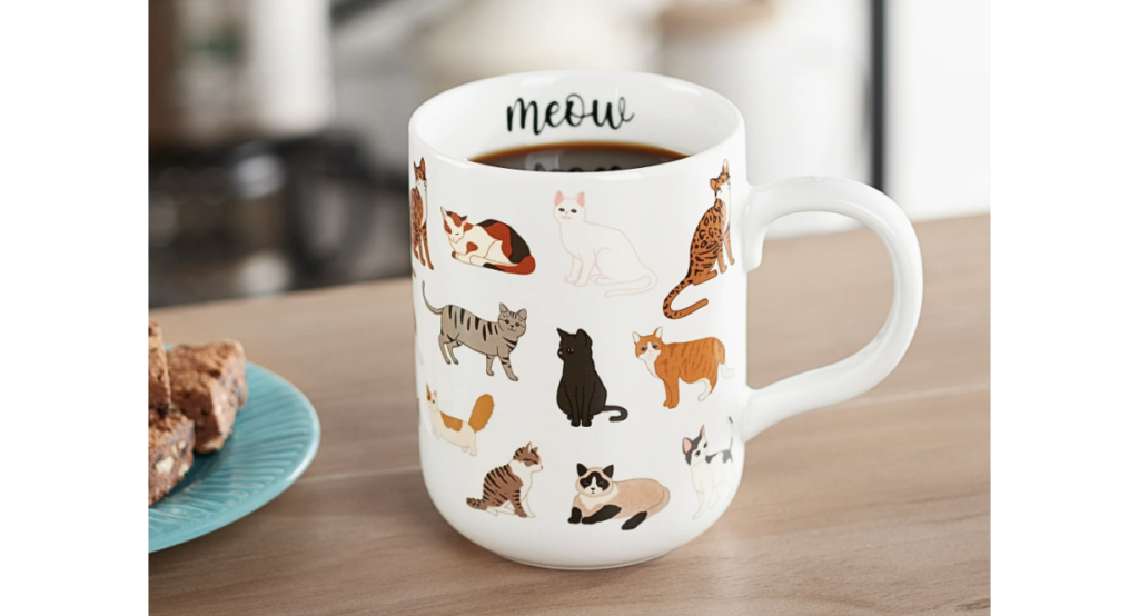 Meowy cute cat mug, Walmart gifts under $10